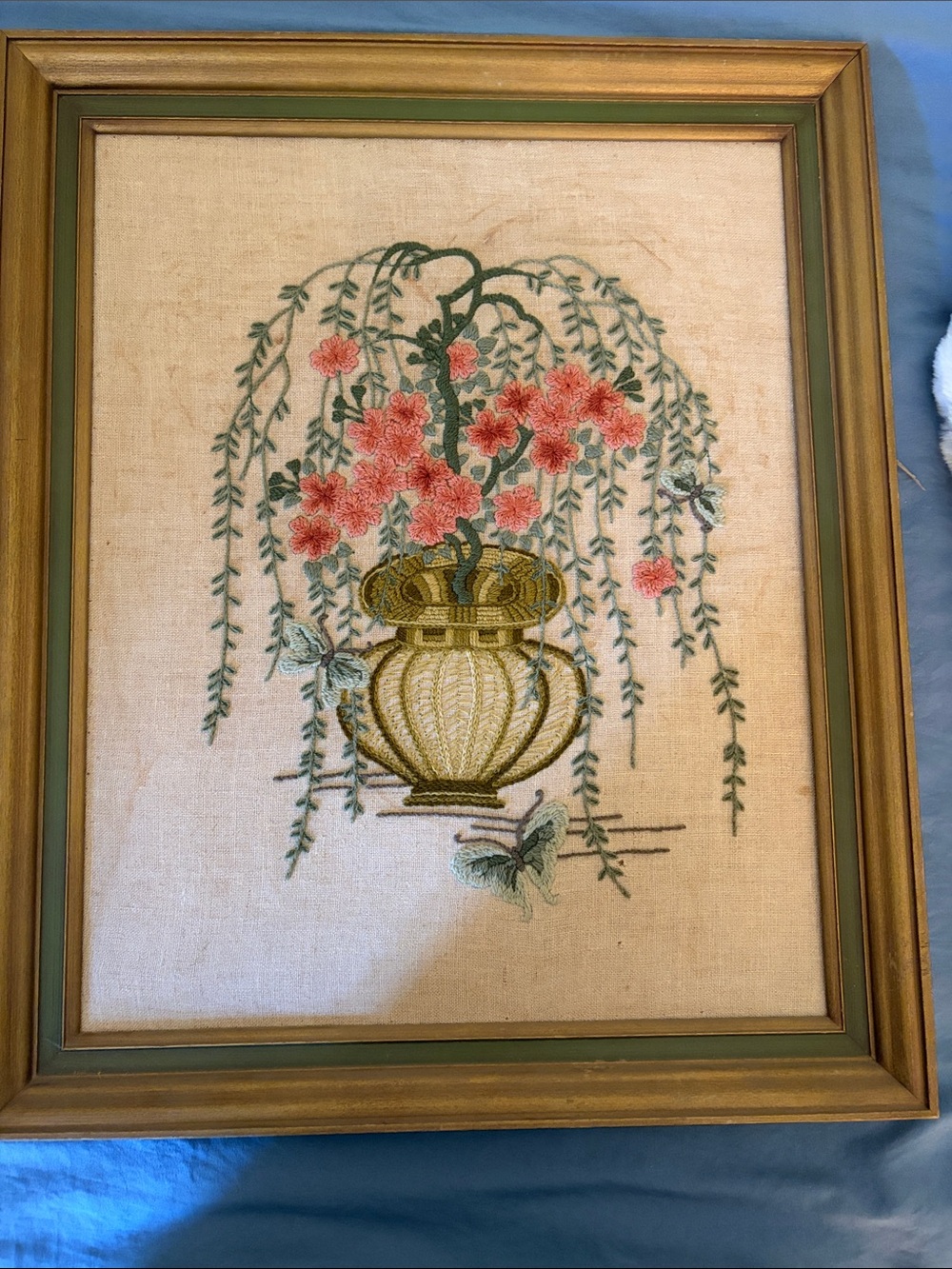 Vintage Elsa Williams Crewel “Chinese Cherry Tree” framed